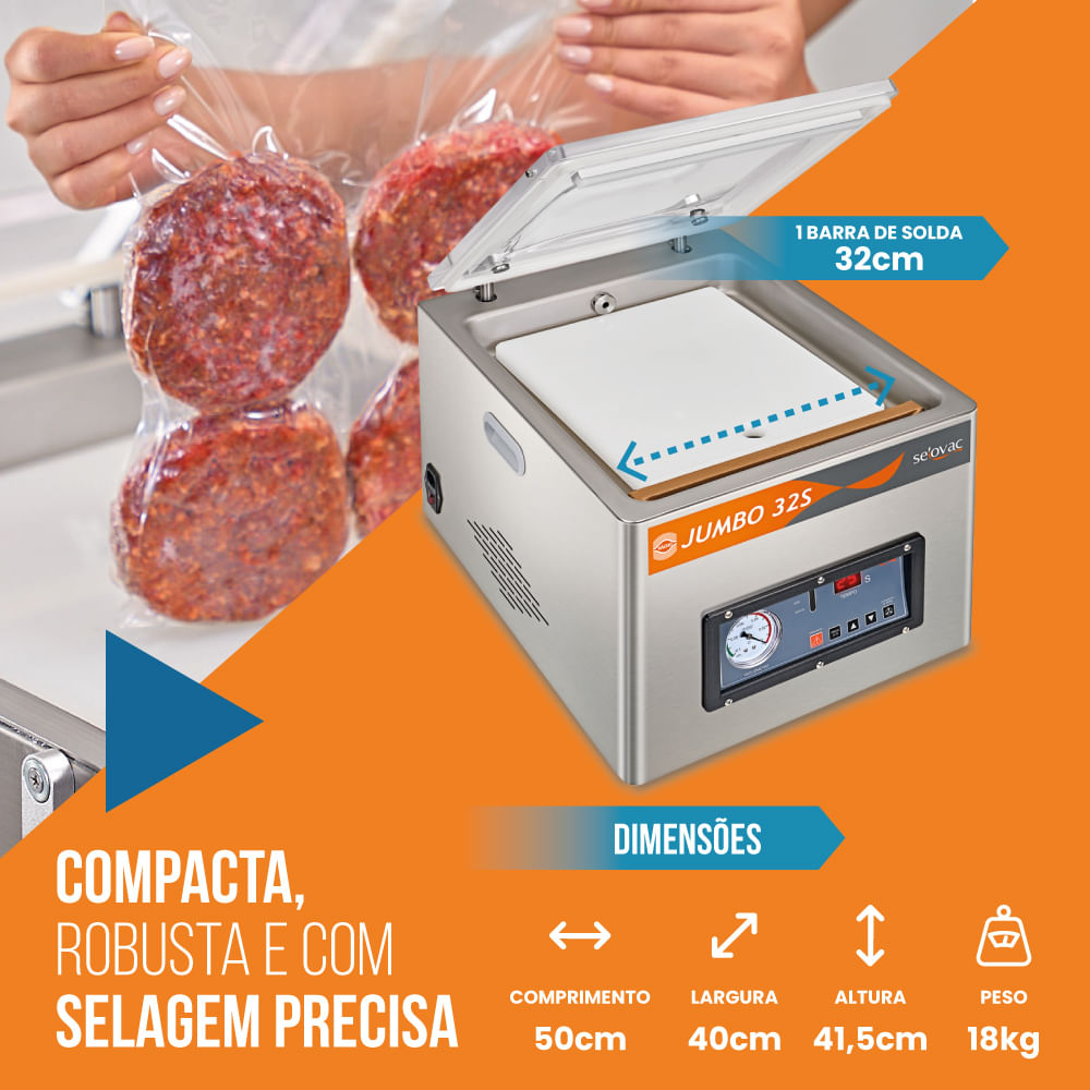 Seladora a Vácuo Jumbo 32S Compacta e Eficiente - Selovac
