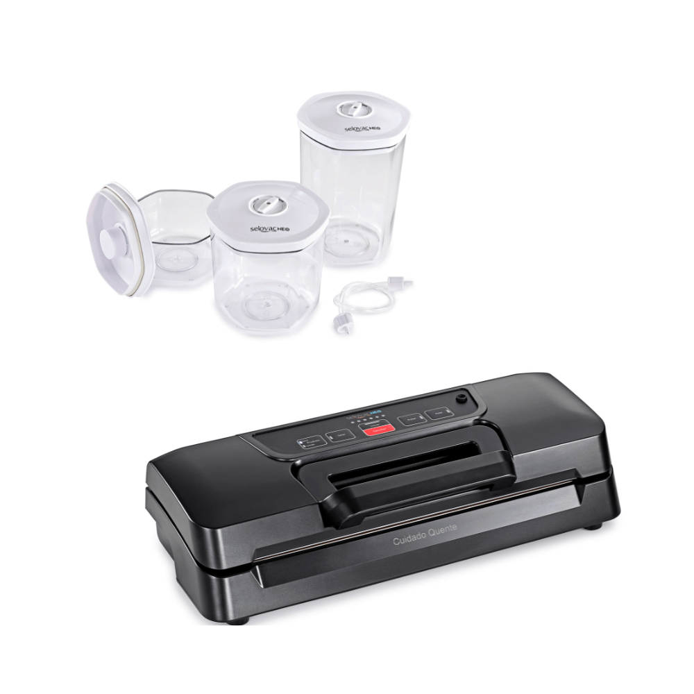 Kit Seladora a Vácuo Portátil LNS600 220V + Kit 3 Potes Selovac
