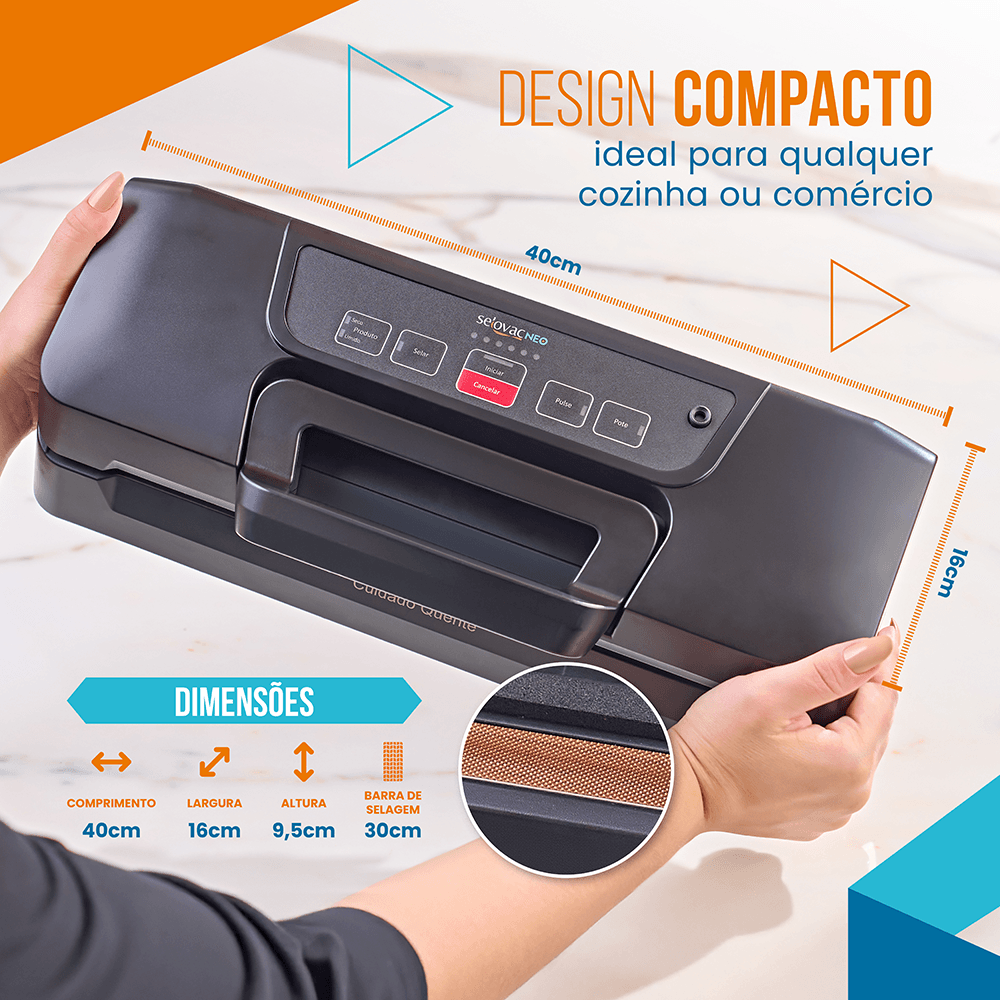 Kit Seladora a Vácuo Portátil LNS600 220V + Kit 3 Potes Selovac