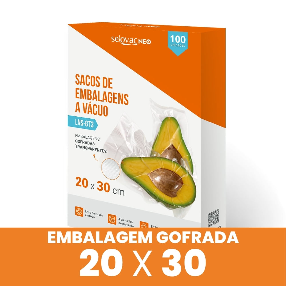Embalagens para Vácuo Gofrada Transparente 20x30 cm Caixa c/100 Unidades - Selovac